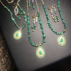 Chrome diopside pendent earring set